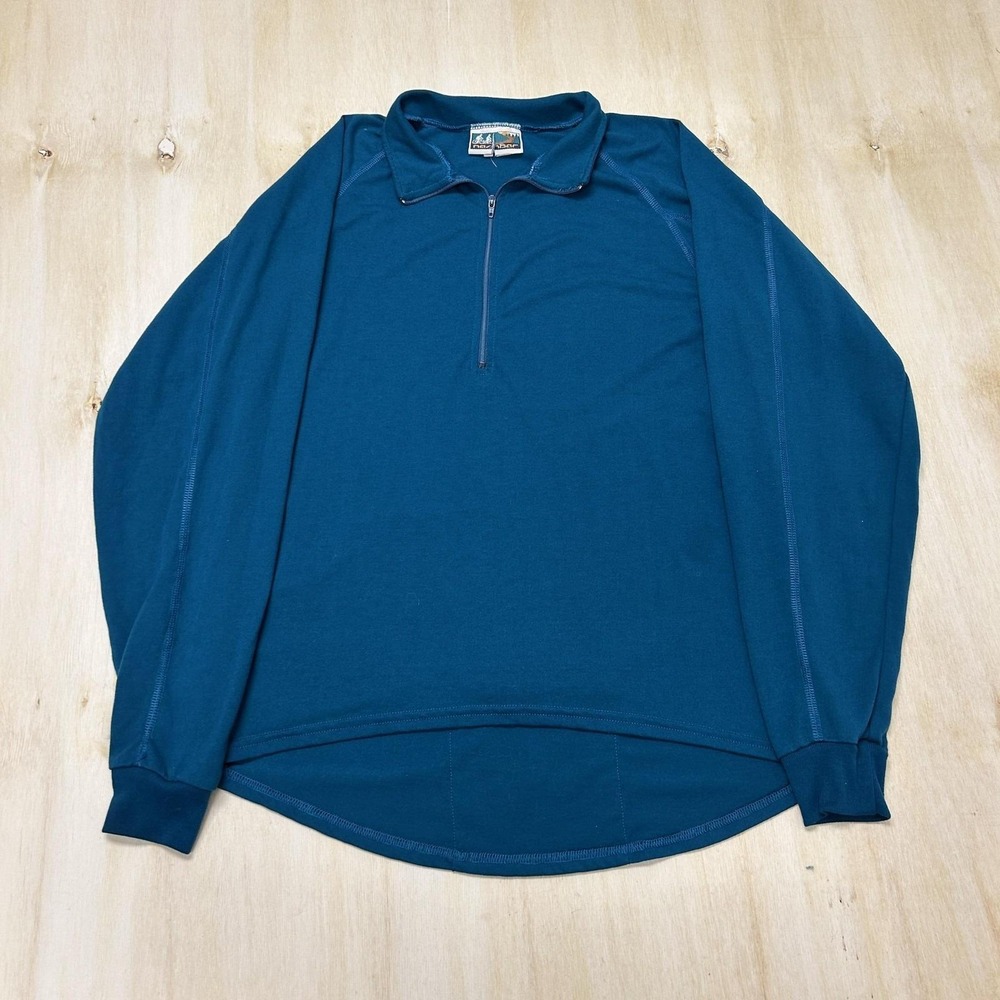 Vintage Nashbar Cycling Biking Jersey Men Large Blue Akwatek Long Sleeve 1/4 Zip